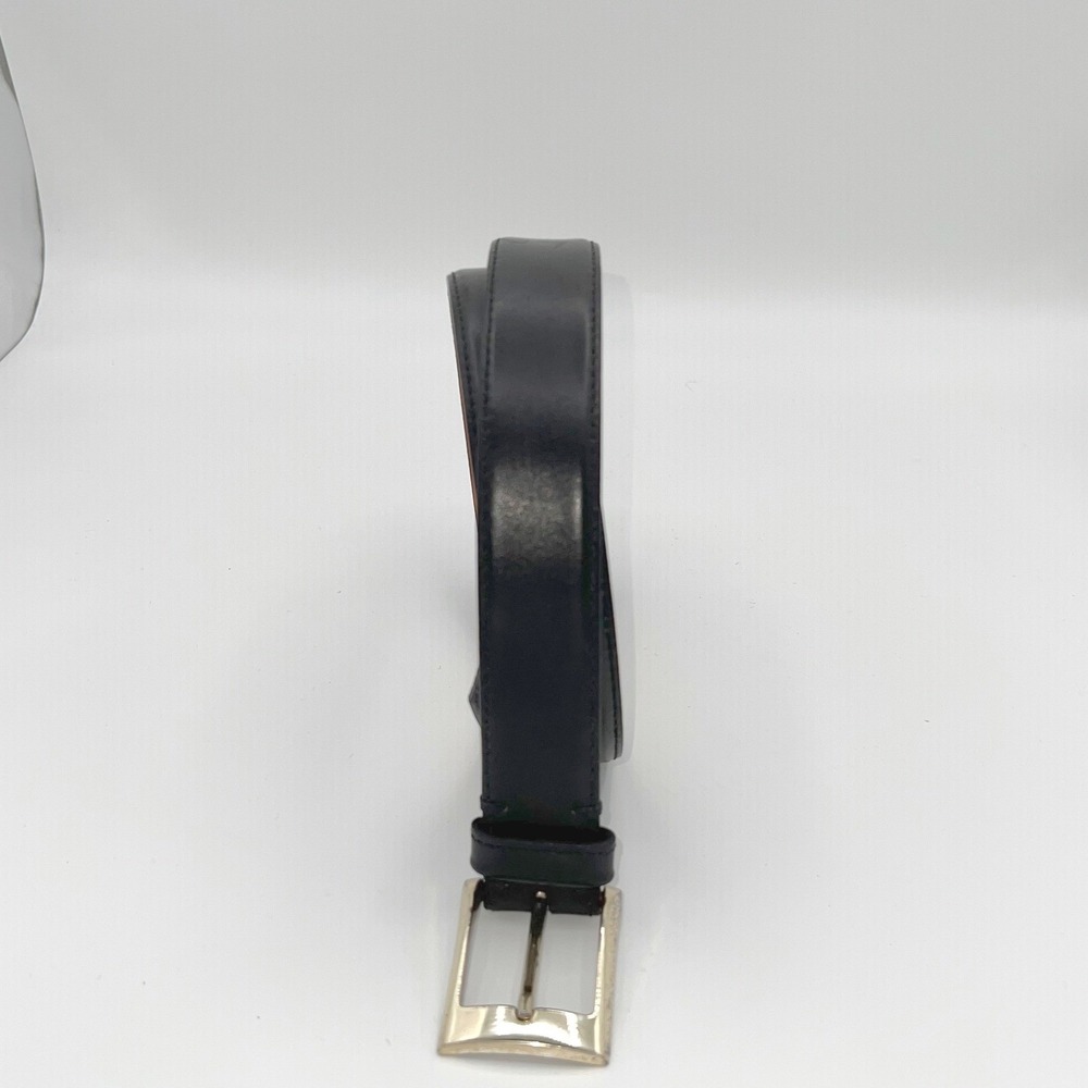 Martin Dingman Mens 34 Black Leather Belt Solid Brass Buckle Handmade Italy